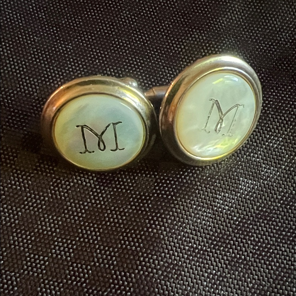 Vintage Gold and Cream Monogram Cufflinks